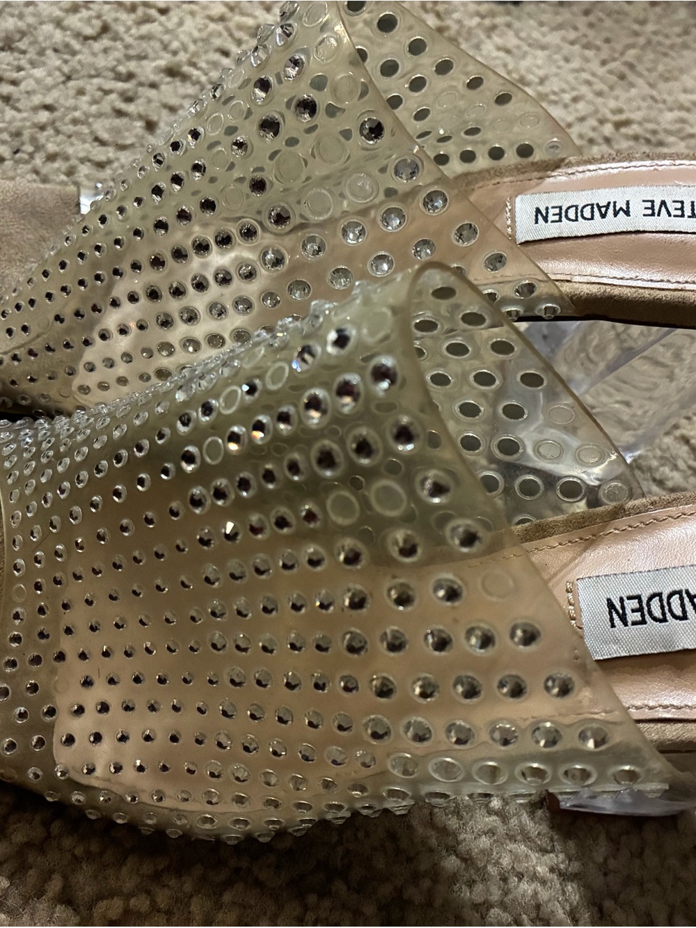 Steve Madden Clear Nude Stud-Embellished Mule